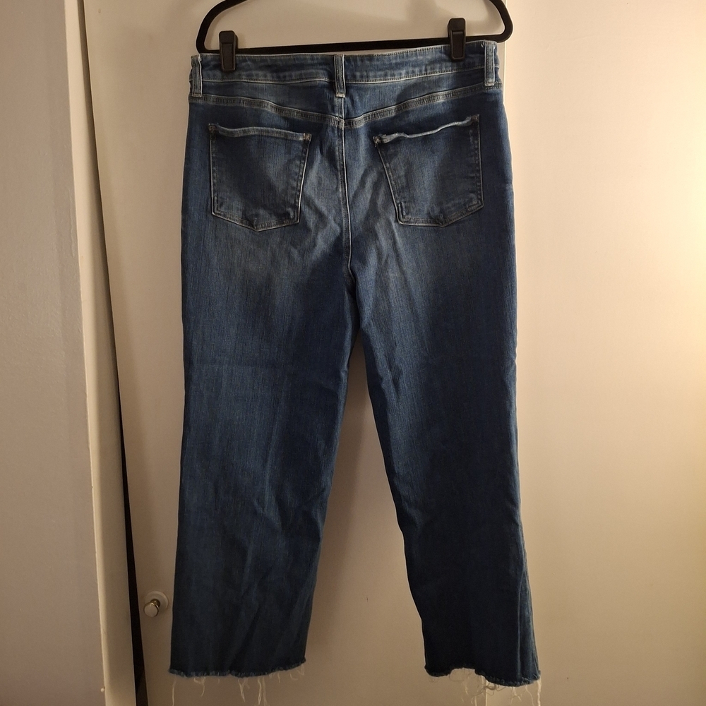 Chico's High Rise Straight Leg Crop Distressed Jeans - Blue - Picture 2 of 11